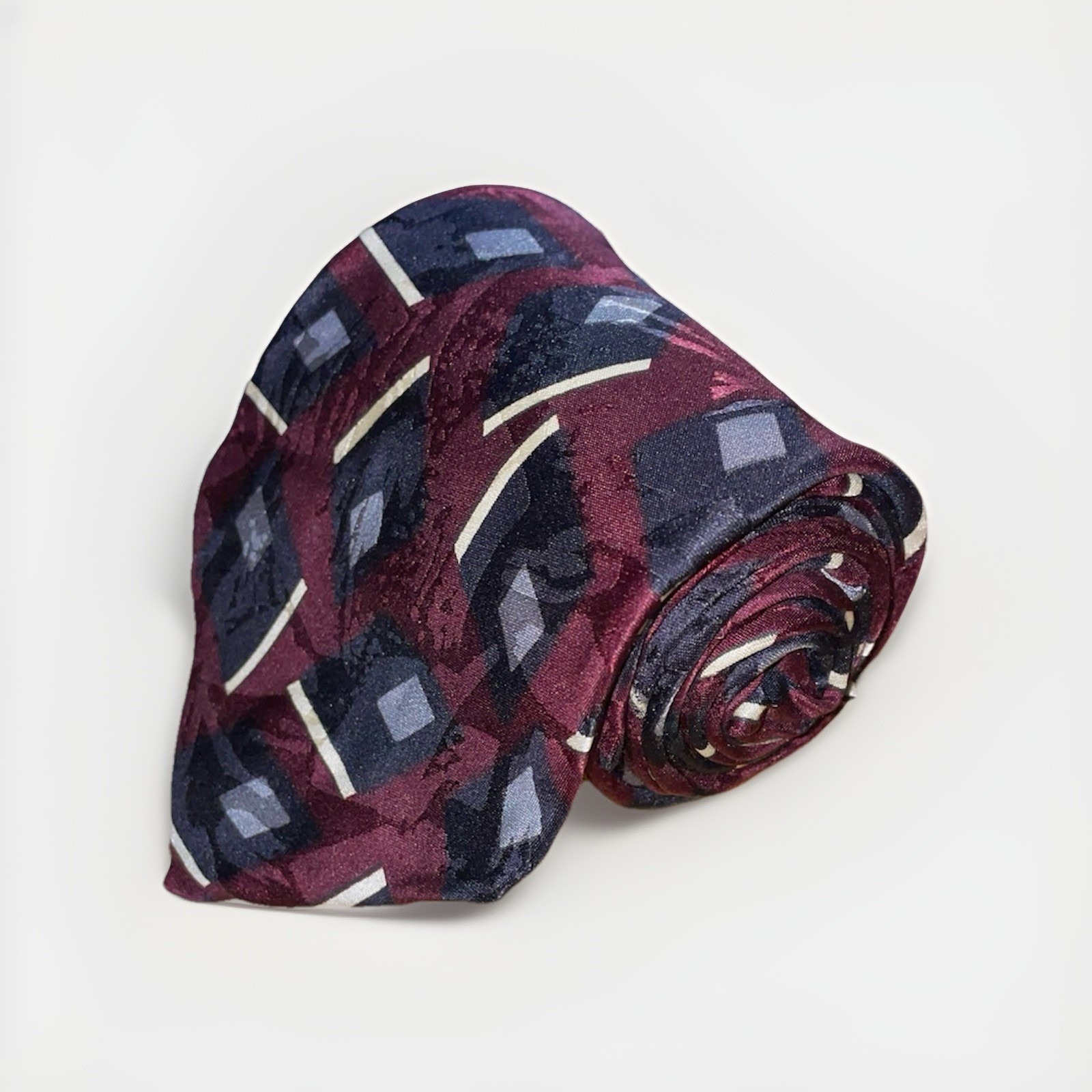 Andre Gianni Hand Sewn Red,Hand Finished Geometric Imported Silk Neck Tie